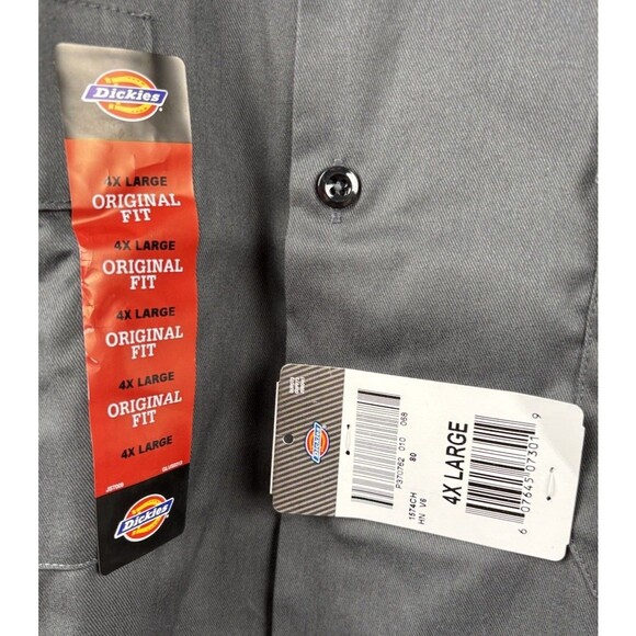Dickies Men's Size 4XL Short Sleeve Gray Work Shirt Shop Mechanics 1574 NWT New - Picture 5 of 5